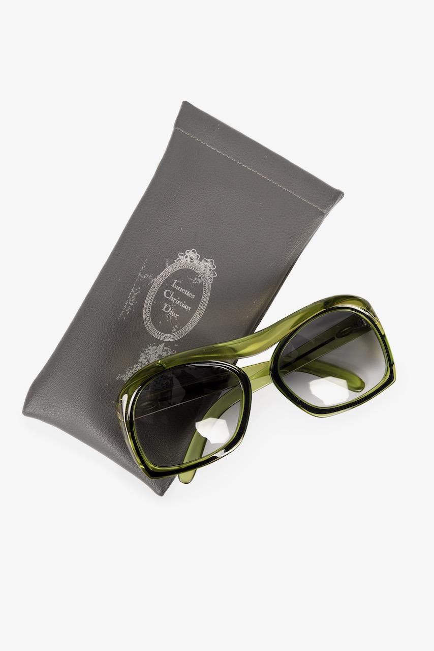 1980s Christian Dior Ad Campaign Model 2043 Oversized Green Sunglasses 5