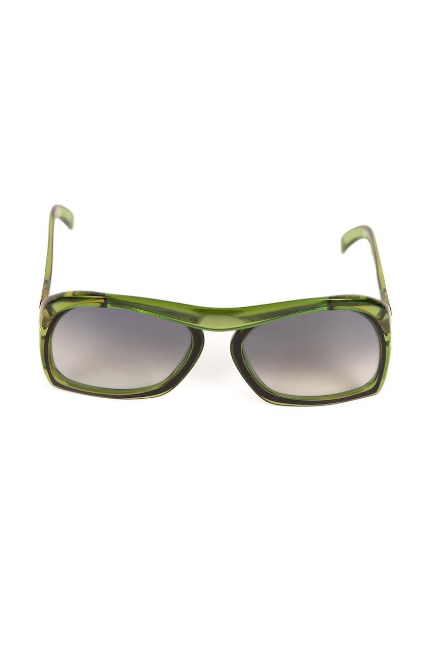 Women's or Men's 1980s Christian Dior Ad Campaign Model 2043 Oversized Green Sunglasses