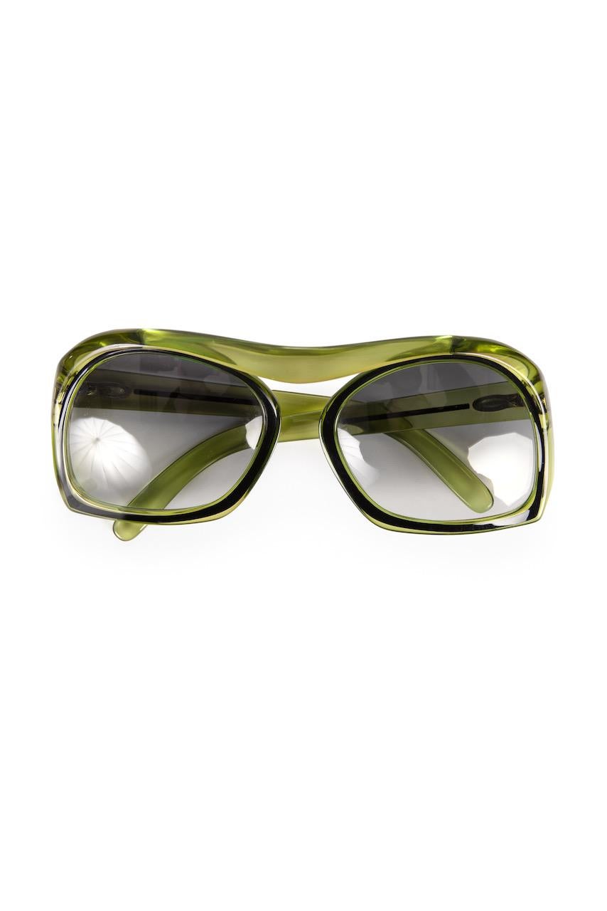 1980s Christian Dior Ad Campaign Model 2043 Oversized Green Sunglasses 1