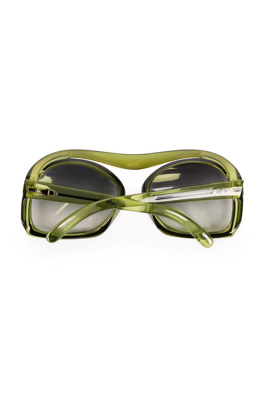 1980s Christian Dior Ad Campaign Model 2043 Oversized Green Sunglasses 2