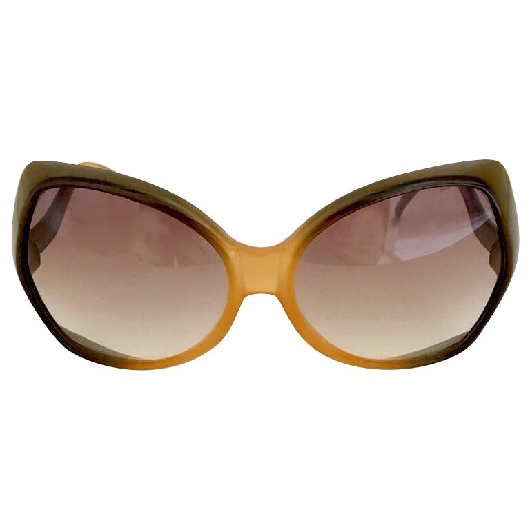 Gafas de sol de gran tamaño Christian Dior Model D06 Gradient Amber Khaki, años 70