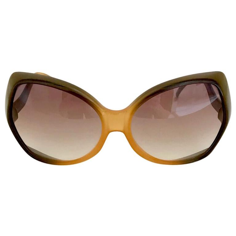 Christian Dior Model D06 Gradient Amber Khaki Oversized Sunglasses, 1970s