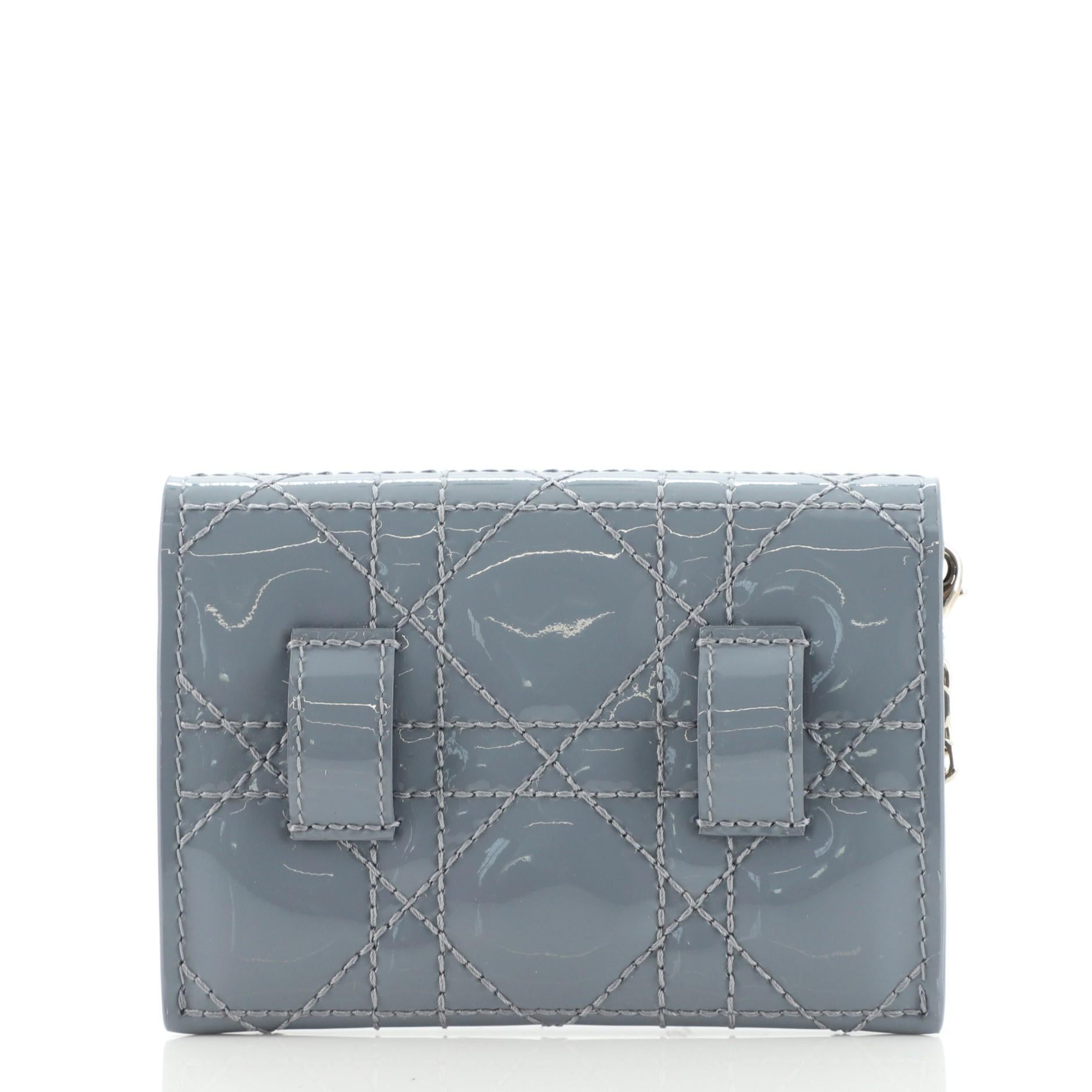 Gray Christian Dior Model: Nano Pouch Cannage Quilt Patent