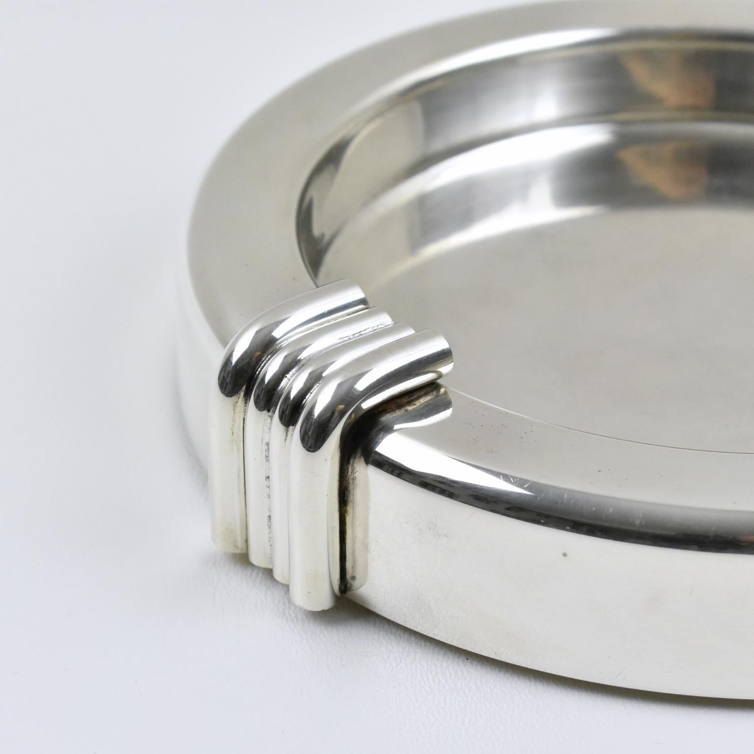 French Christian Dior Modernist Silver Plate Large Cigar Ashtray Desk Tidy Catchall
