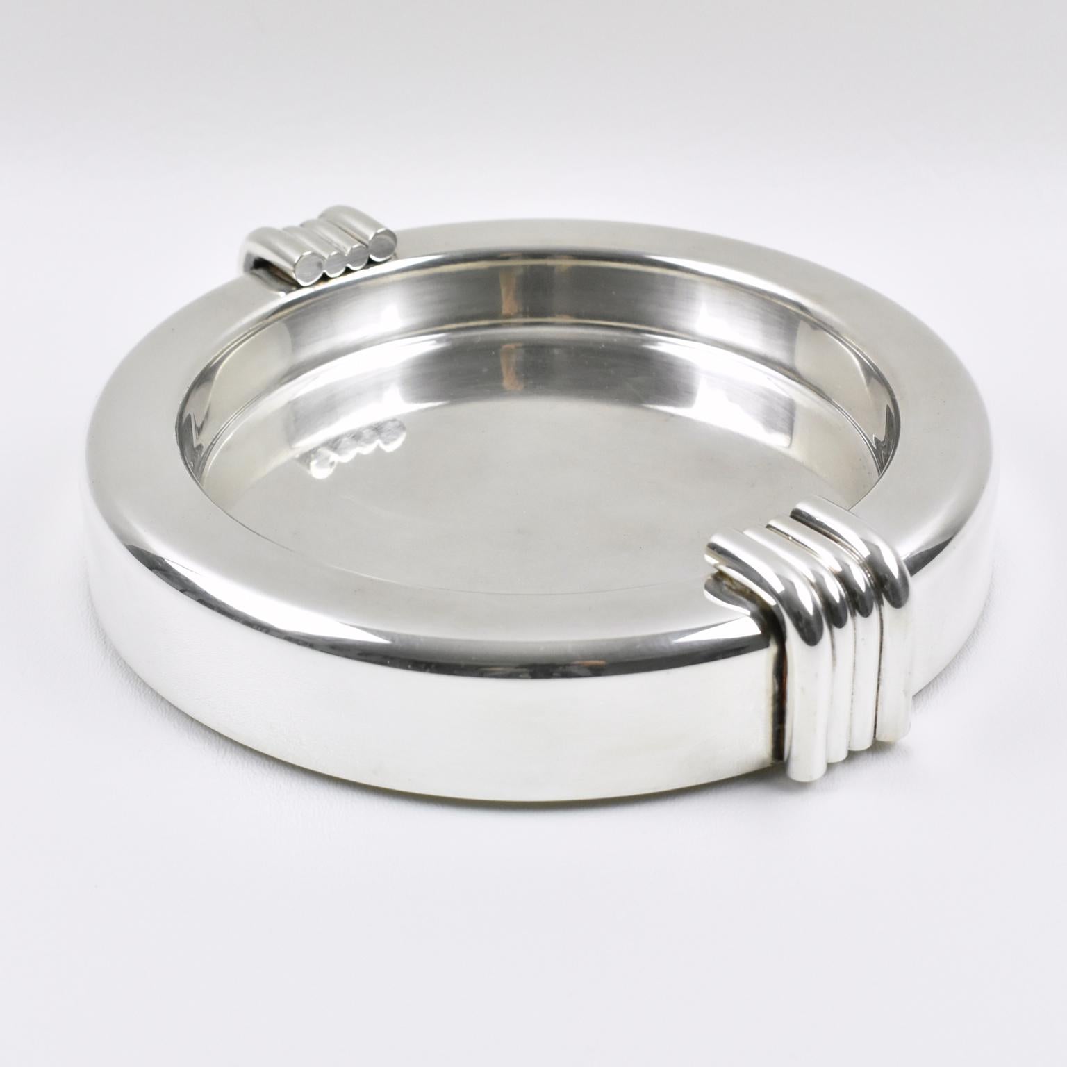 Christian Dior Modernist Silver Plate Large Cigar Ashtray Desk Tidy Catchall 1