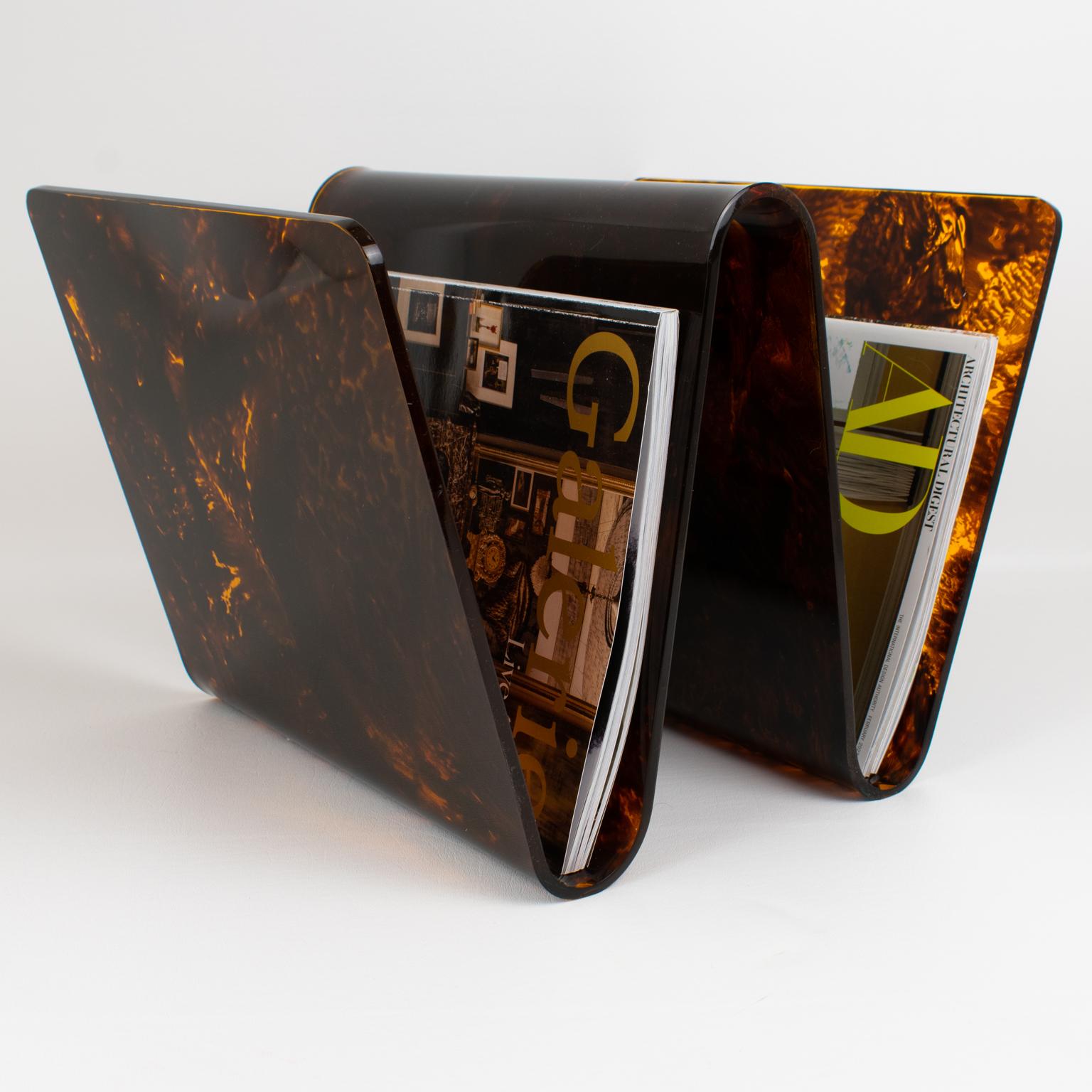 Christian Dior Modernist Tortoiseshell Lucite Magazine Holder, Rack 5