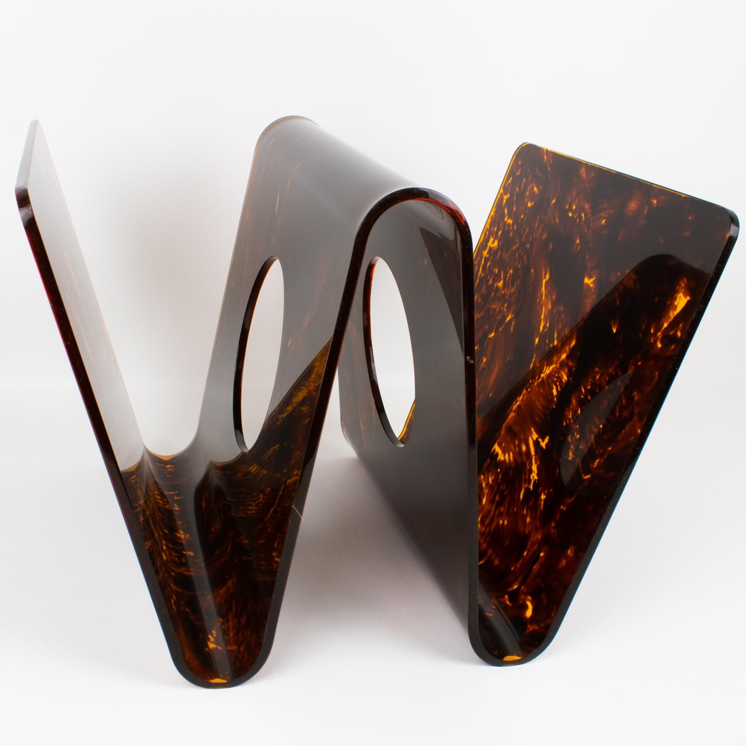 Christian Dior Modernist Tortoiseshell Lucite Magazine Holder, Rack 7