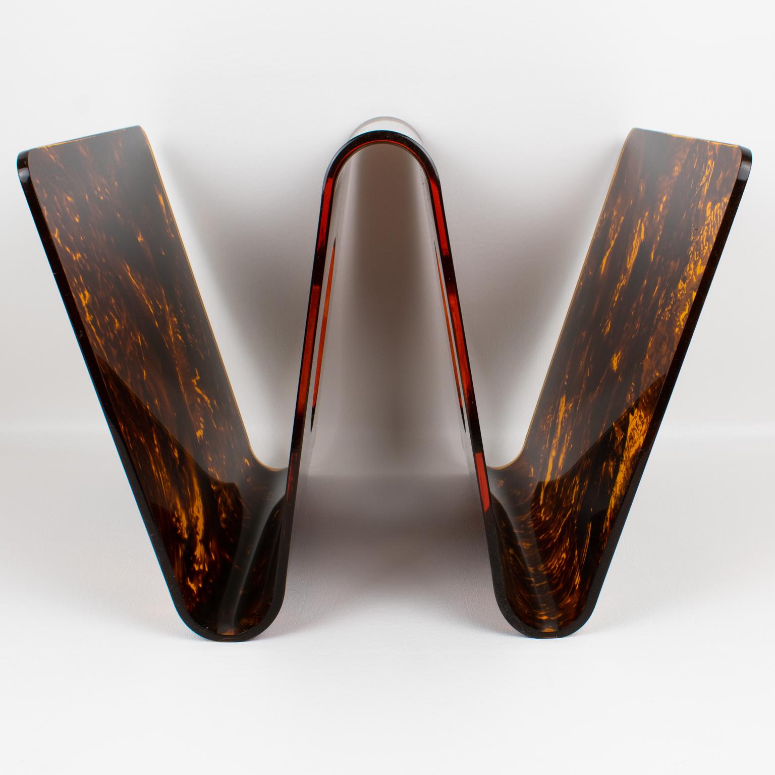 Christian Dior Modernist Tortoiseshell Lucite Magazine Holder, Rack 2