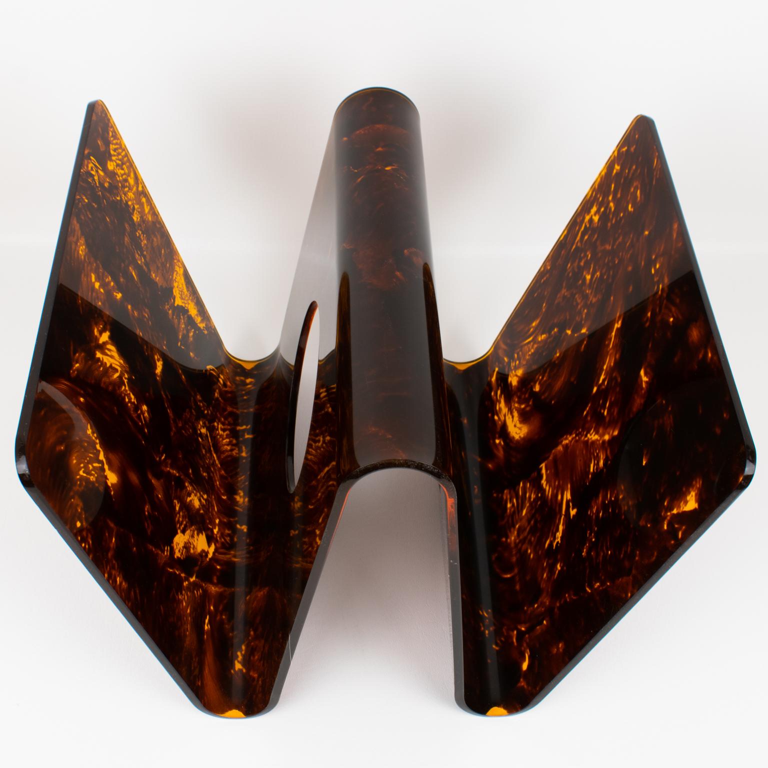 Christian Dior Modernist Tortoiseshell Lucite Magazine Holder, Rack 3