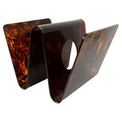 Christian Dior Modernist Tortoiseshell Lucite Magazine Holder, Rack