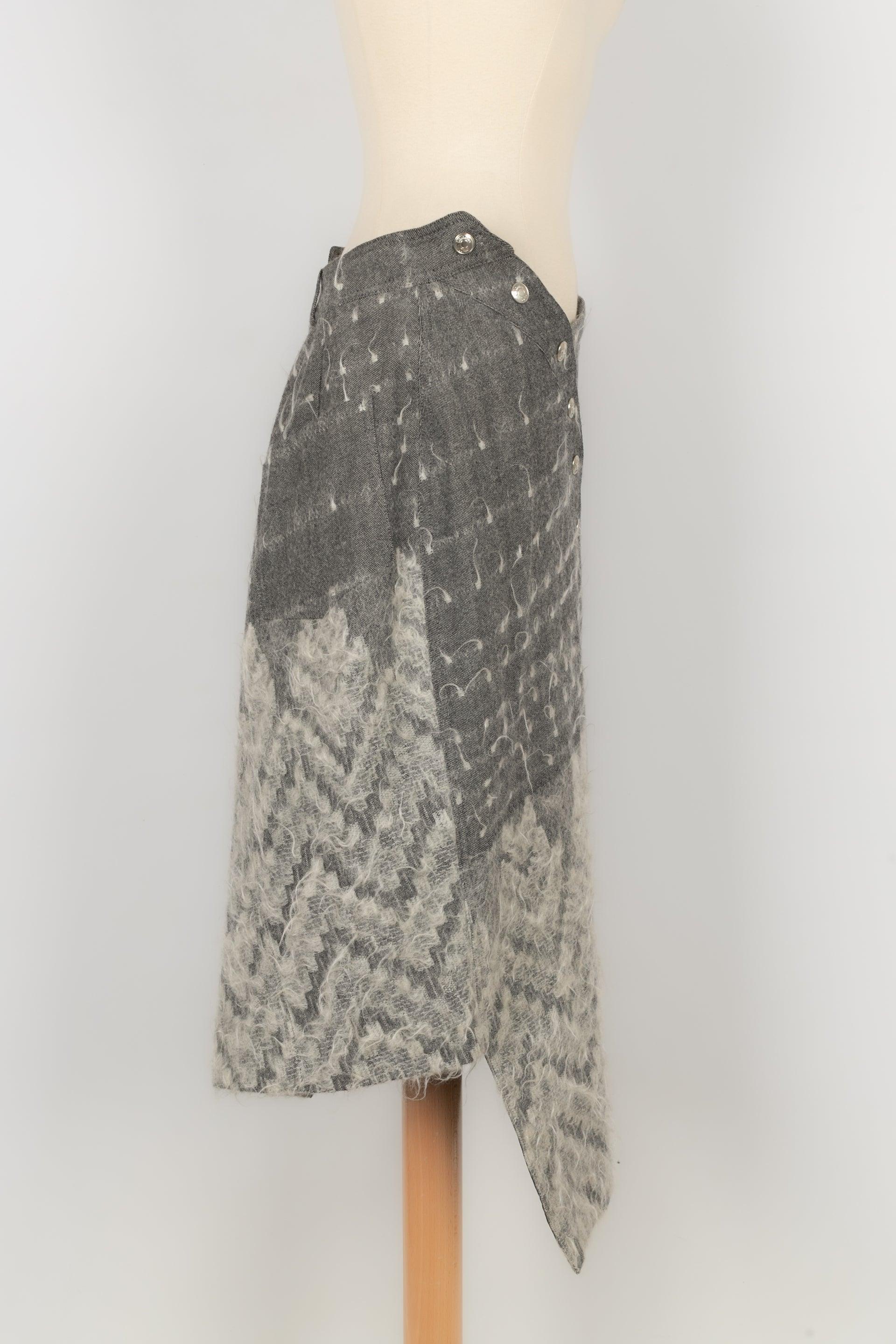 Women's Christian Dior Mohair and Wool Asymmetrical Skirt, 2000s For Sale