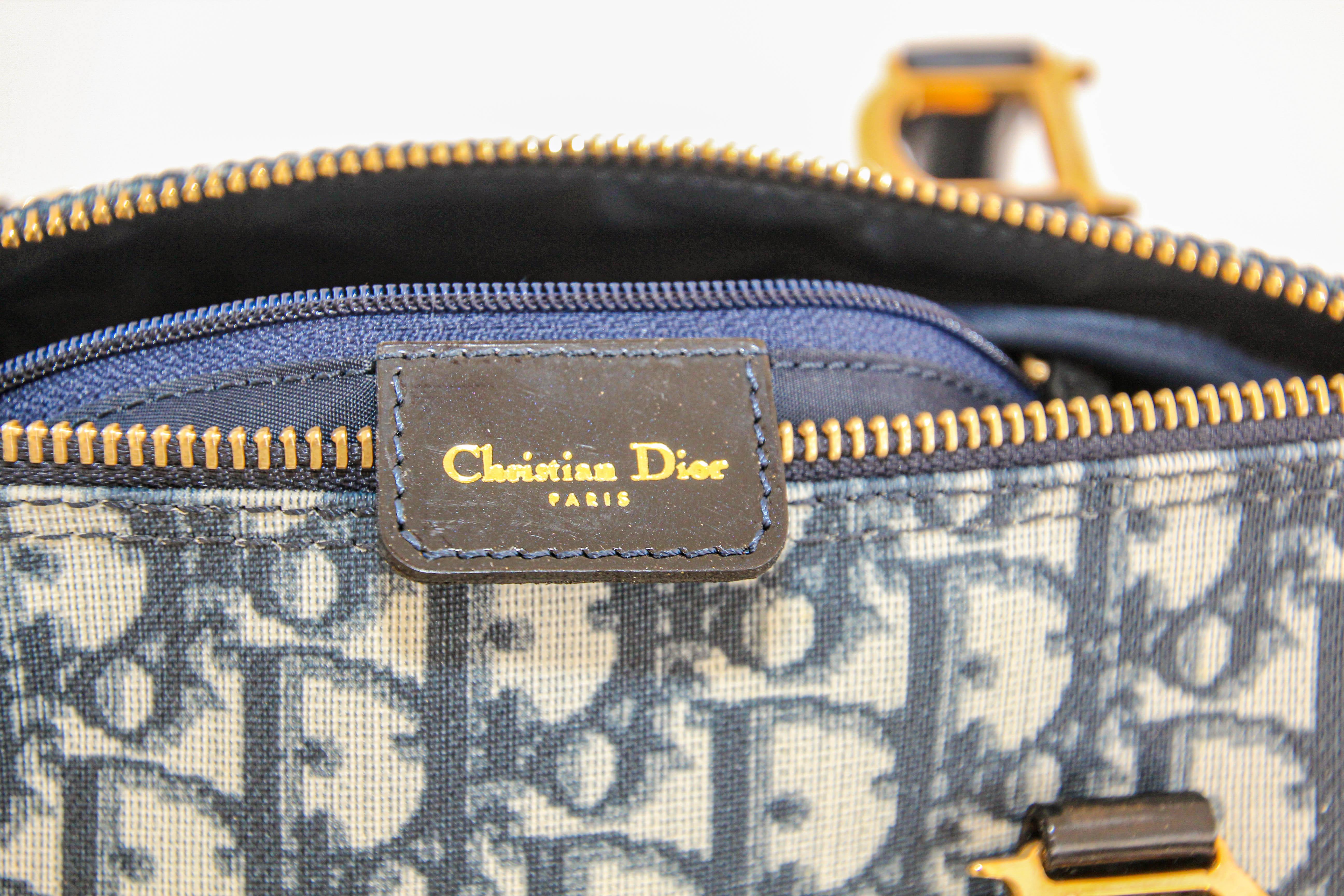 CHRISTIAN DIOR Monogram Boston Navy Blue Distressed 13