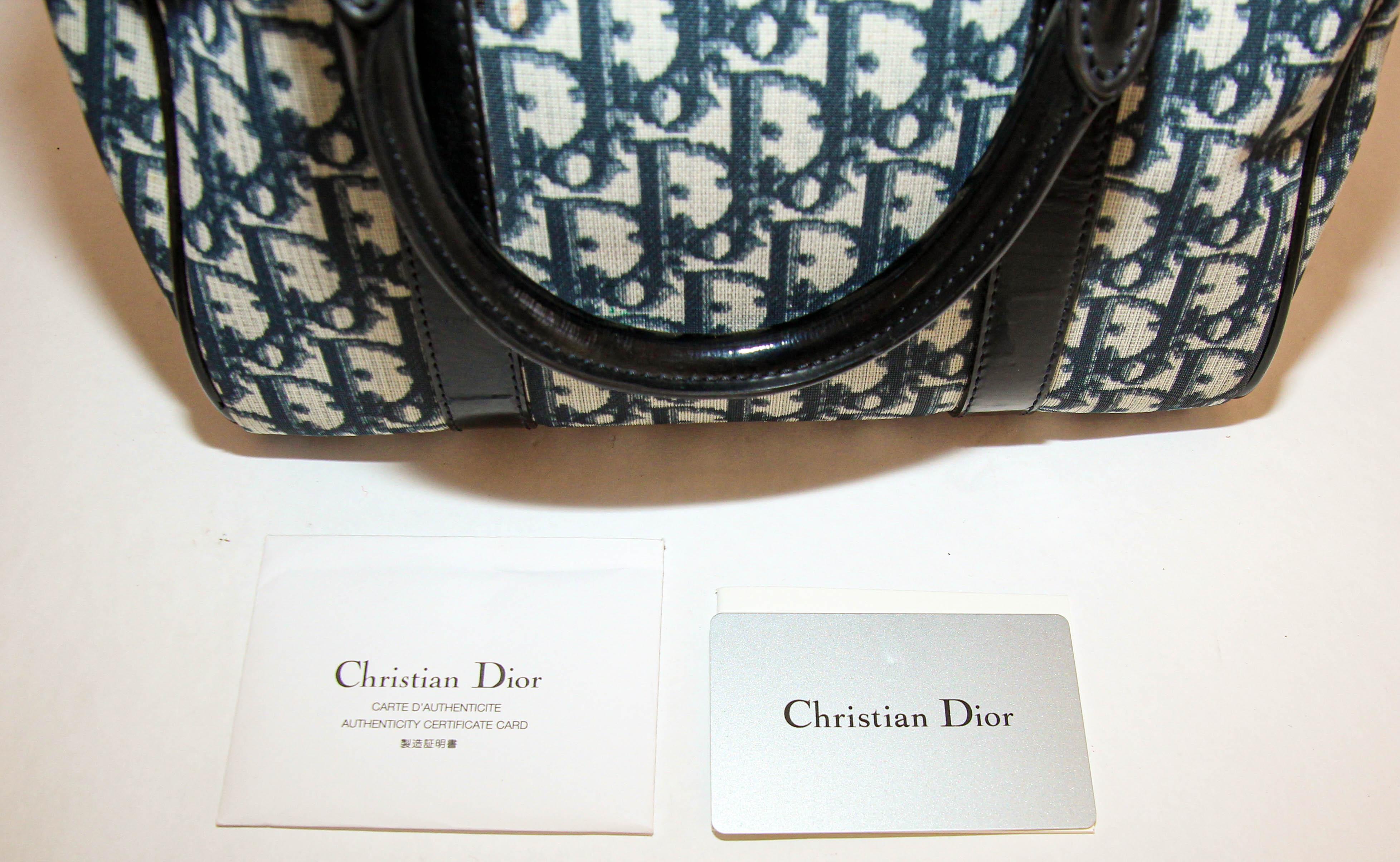 CHRISTIAN DIOR Monogram Boston Navy Blue Distressed 16