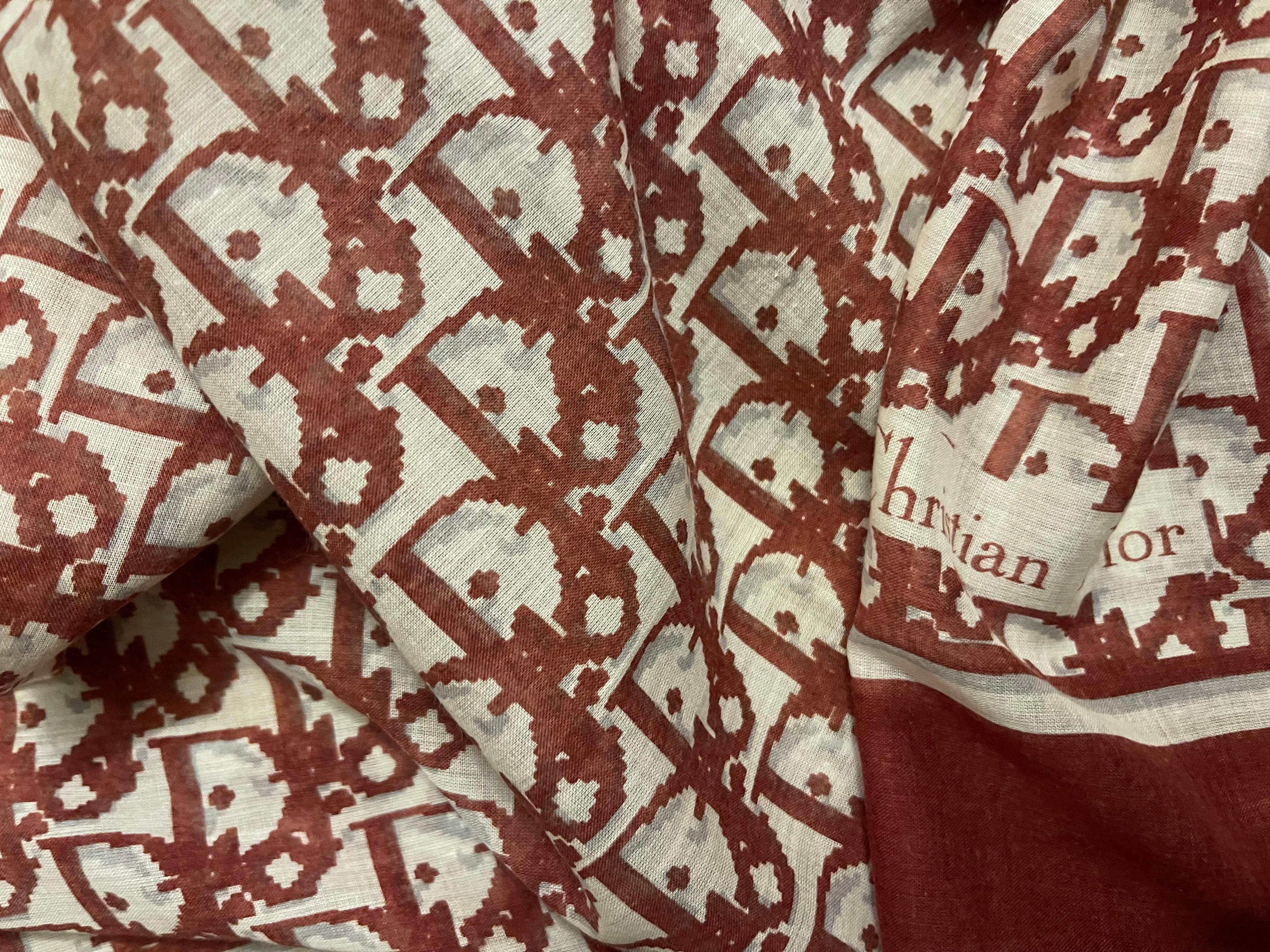 Femenino o masculino Bufanda de algodón con monograma Christian Dior en venta