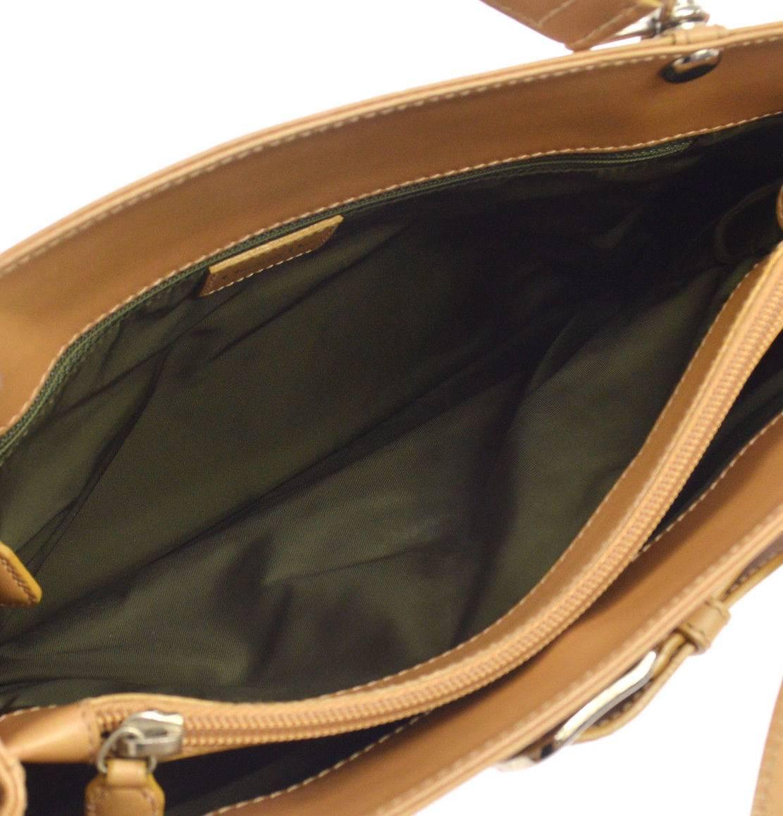Beige Christian Dior Monogram Logo Tan Leather Fabric Evening Top Handle Satchel Bag