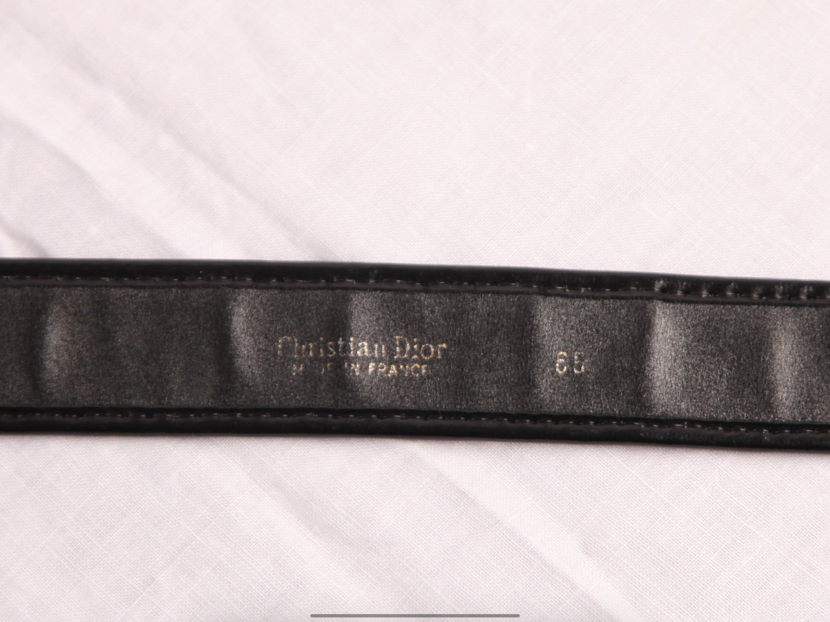 Christian Dior monogram navy jacquard canvas and leather belt, circa 1970s In Fair Condition In London, GB