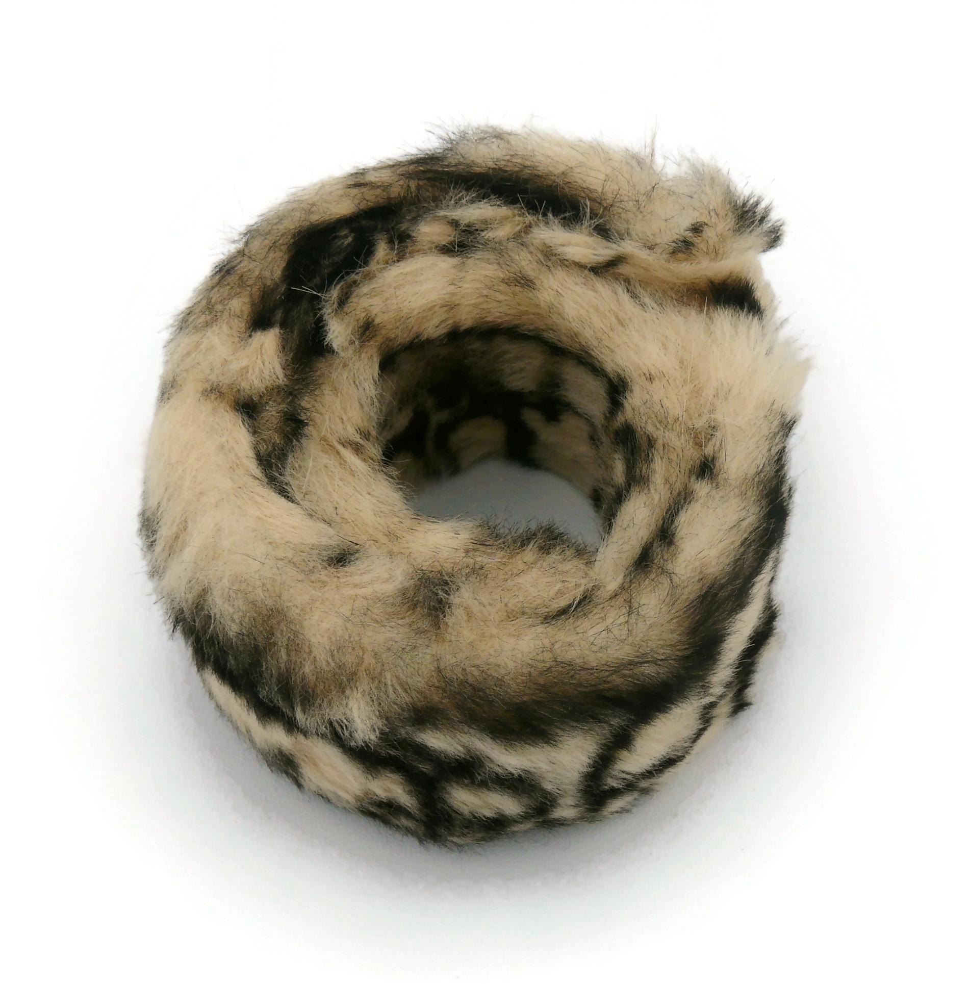 Christian Dior Monogram Trotter Fur Slap Cuff Bracelet For Sale 3