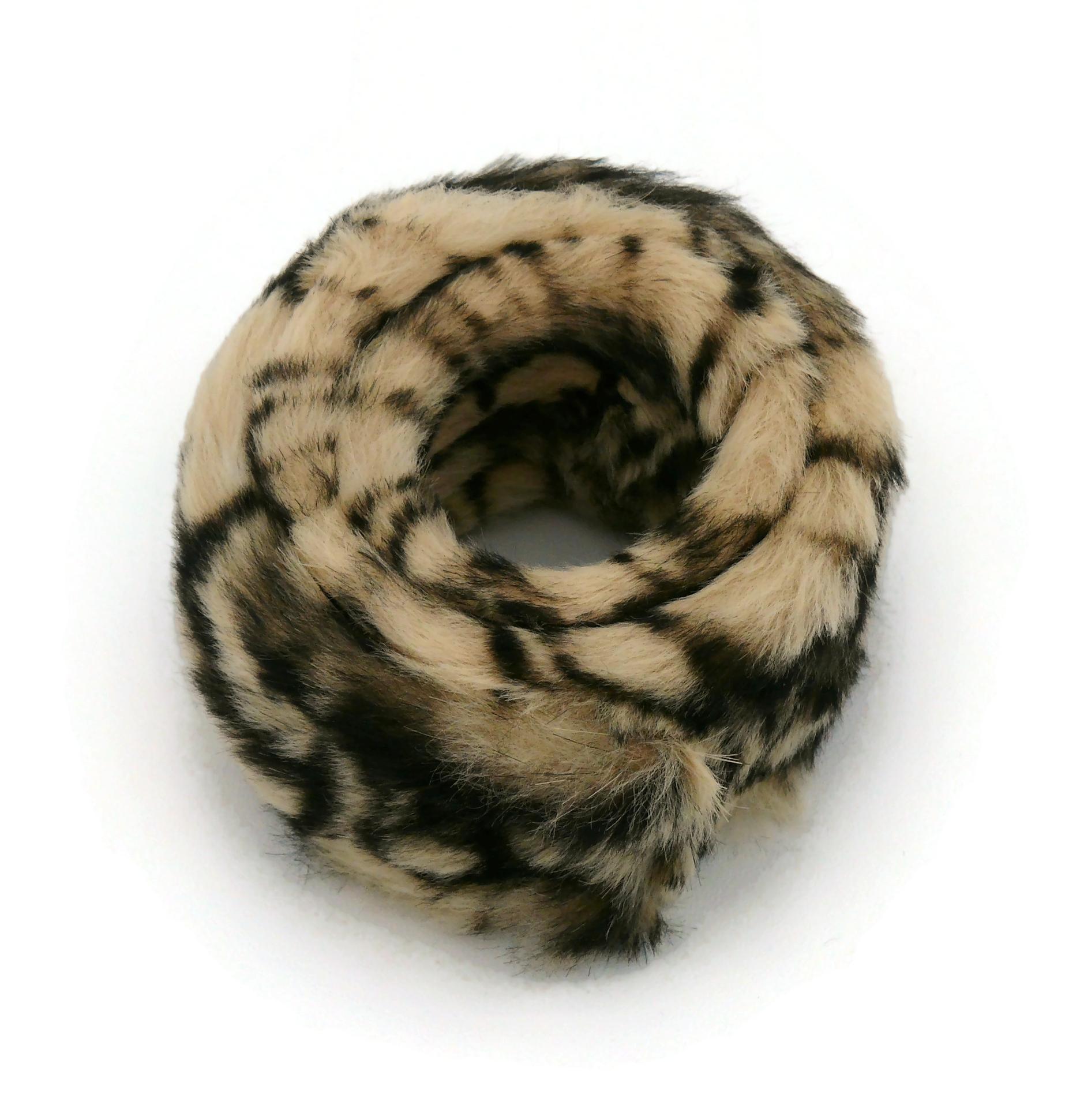 Christian Dior Monogram Trotter Fur Slap Cuff Bracelet For Sale 2