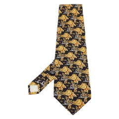 Christian Dior Monsieur Black/Yellow Printed Silk Traditional Tie