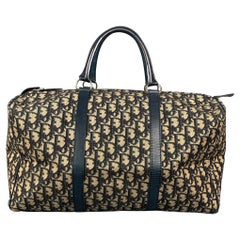 CHRISTIAN DIOR Monsieur Boston Segeltuchhandtasche mit Monogramm in Marineblau und Beige