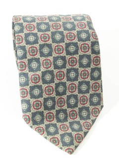 Christian Dior Vintage Silk Neck Tie Cravate Beige Blue Burgundy 58"