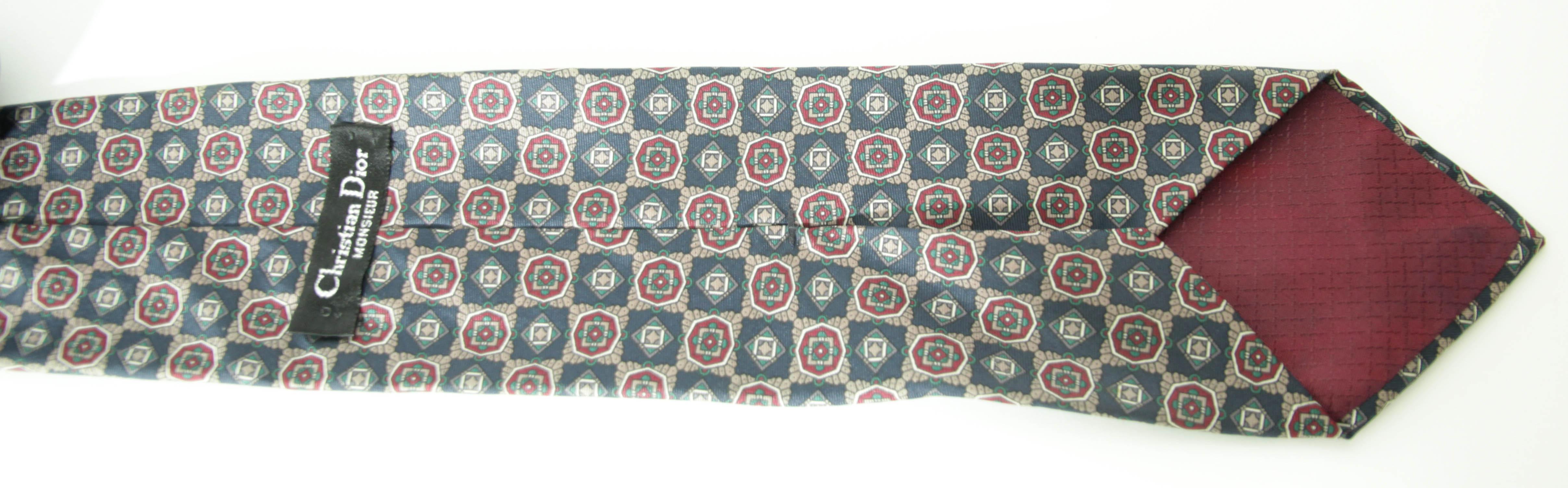 CHRISTIAN DIOR MONSIEUR Silk Neck Tie Cravate In Good Condition For Sale In North Hollywood, CA