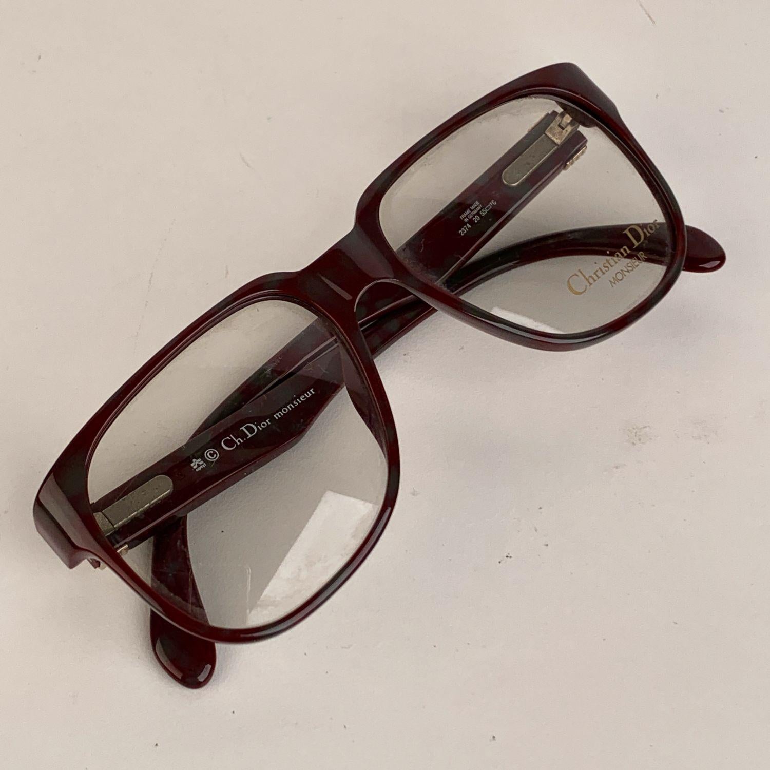 CHRISTIAN DIOR Monsieur Vintage Optyl frame with original Christian Dior clear demo lenses (signed). Brown frame with light Camouflage effect. Made in Germany. Silver metal CD - CHRISTIAN DIOR logo on temples. Mod & refs: 2374 - 20 -