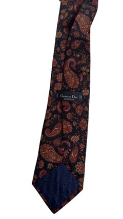 Christian Dior Monsieur Vintage Tie - Paisley Pattern in Burgundy and Gold