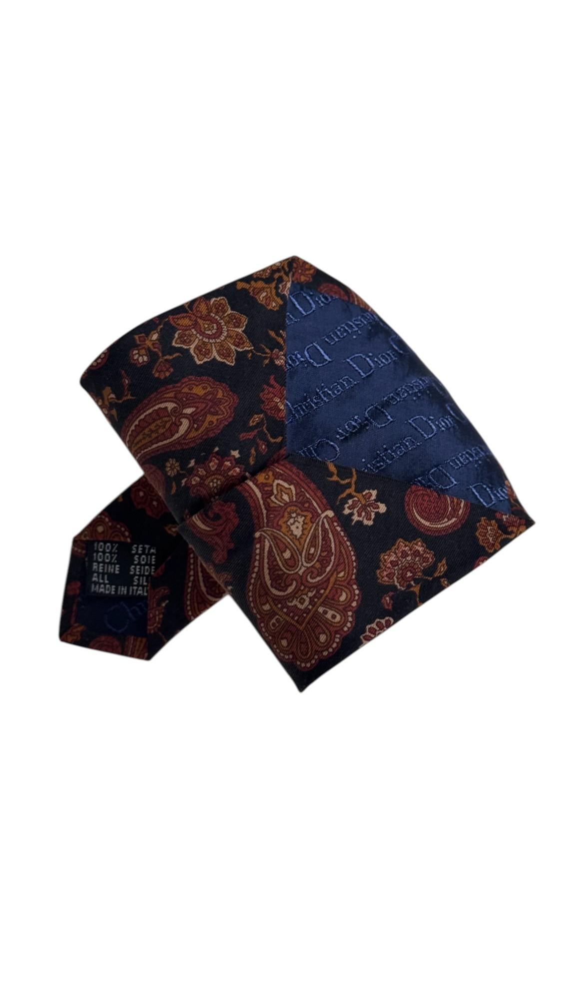 Christian Dior Monsieur Vintage Krawatte - Paisley-Muster in Burgund und Gold im Angebot 1