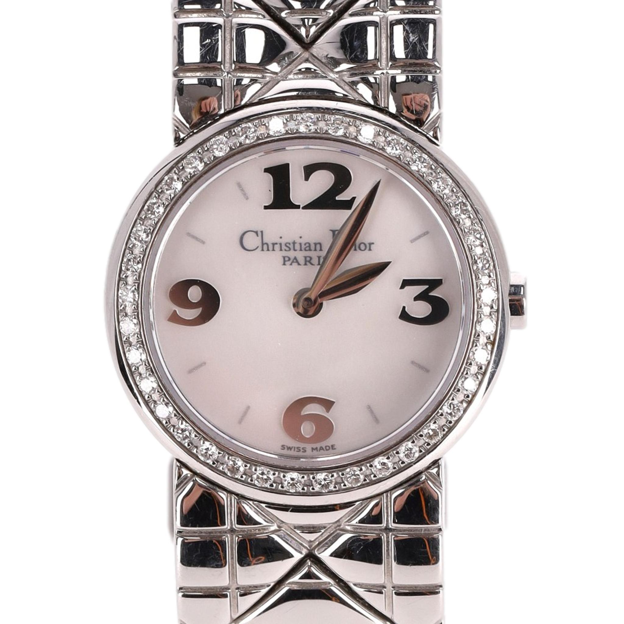 Round Cut Christian Dior Mother Of Pearl & Diamonds Watch