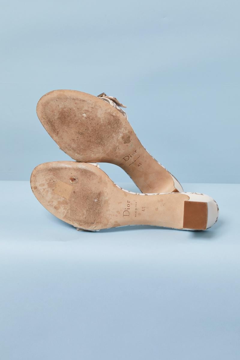 Women's Christian Dior mules in monogram canvas with embroidered rose For Sale