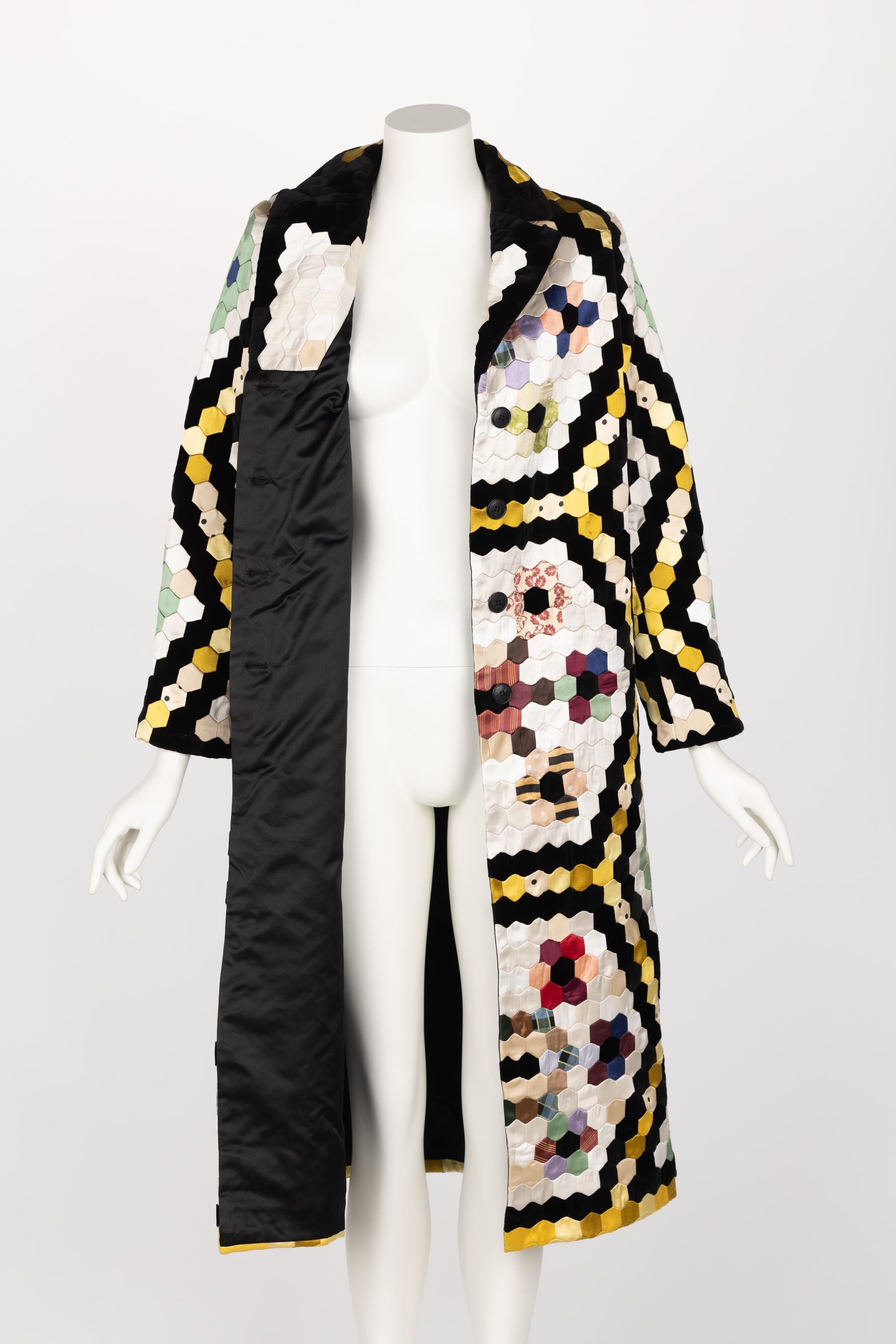 Men's Christian Dior Multi Color Silk Velvet Patchwork Coat 2017