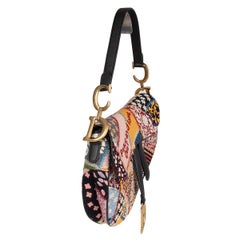 CHRISTIAN DIOR multi Embroidered & Beaded PEACE AND LOVE SADDLE MEDIUM Bag