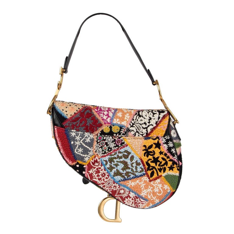 CHRISTIAN DIOR multi Embroidered and Beaded PEACE AND LOVE SADDLE