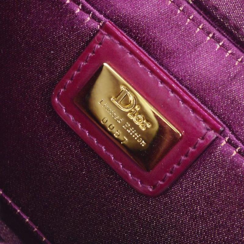 CHRISTIAN DIOR Multi Purple Cognac Fur Canvas Gold Wristlet Clutch Flap Bag In Good Condition In Chicago, IL