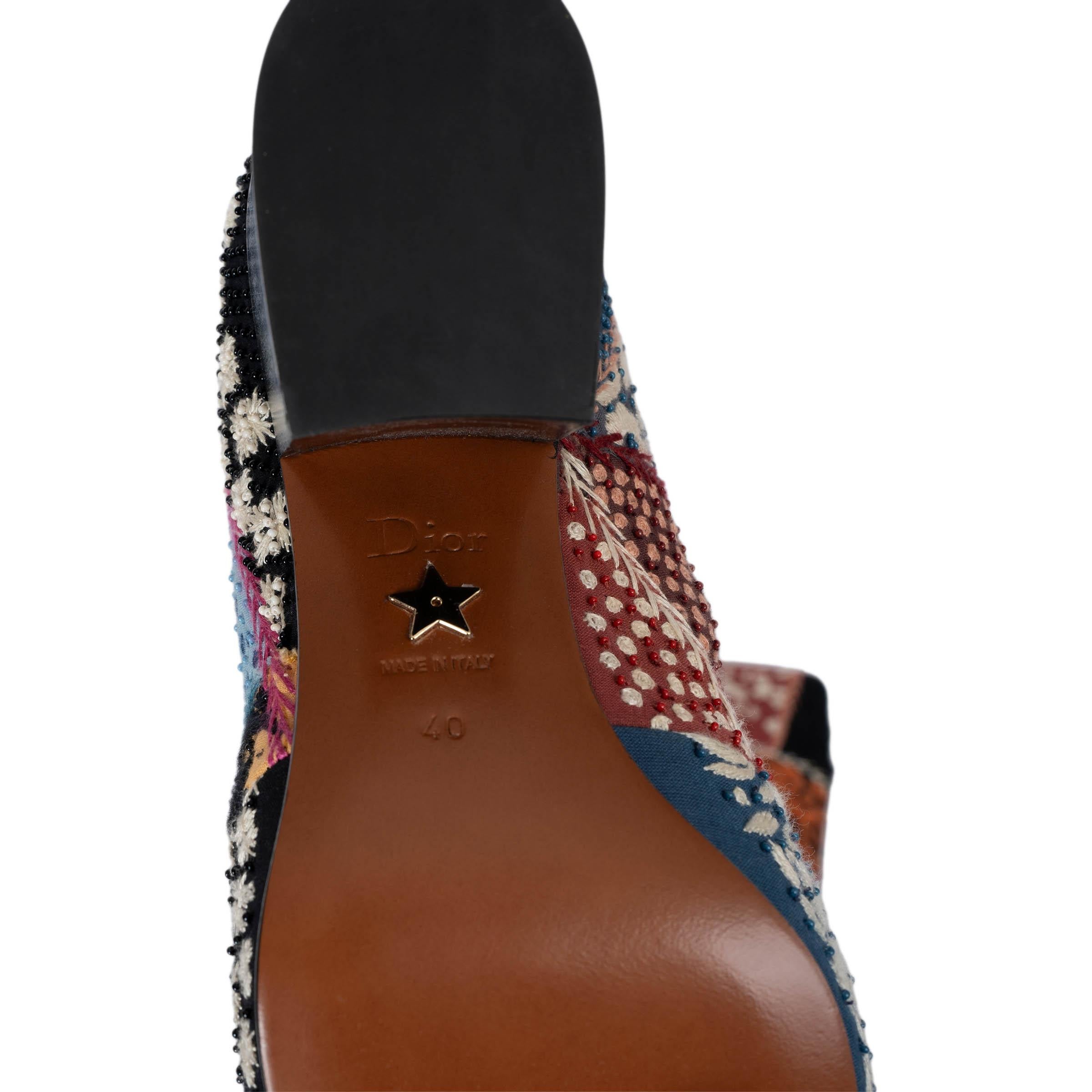 CHRISTIAN DIOR multicolor 2018 DIORAGE PATCHWORK EMBROIDERED Boots Shoes 40 For Sale 4