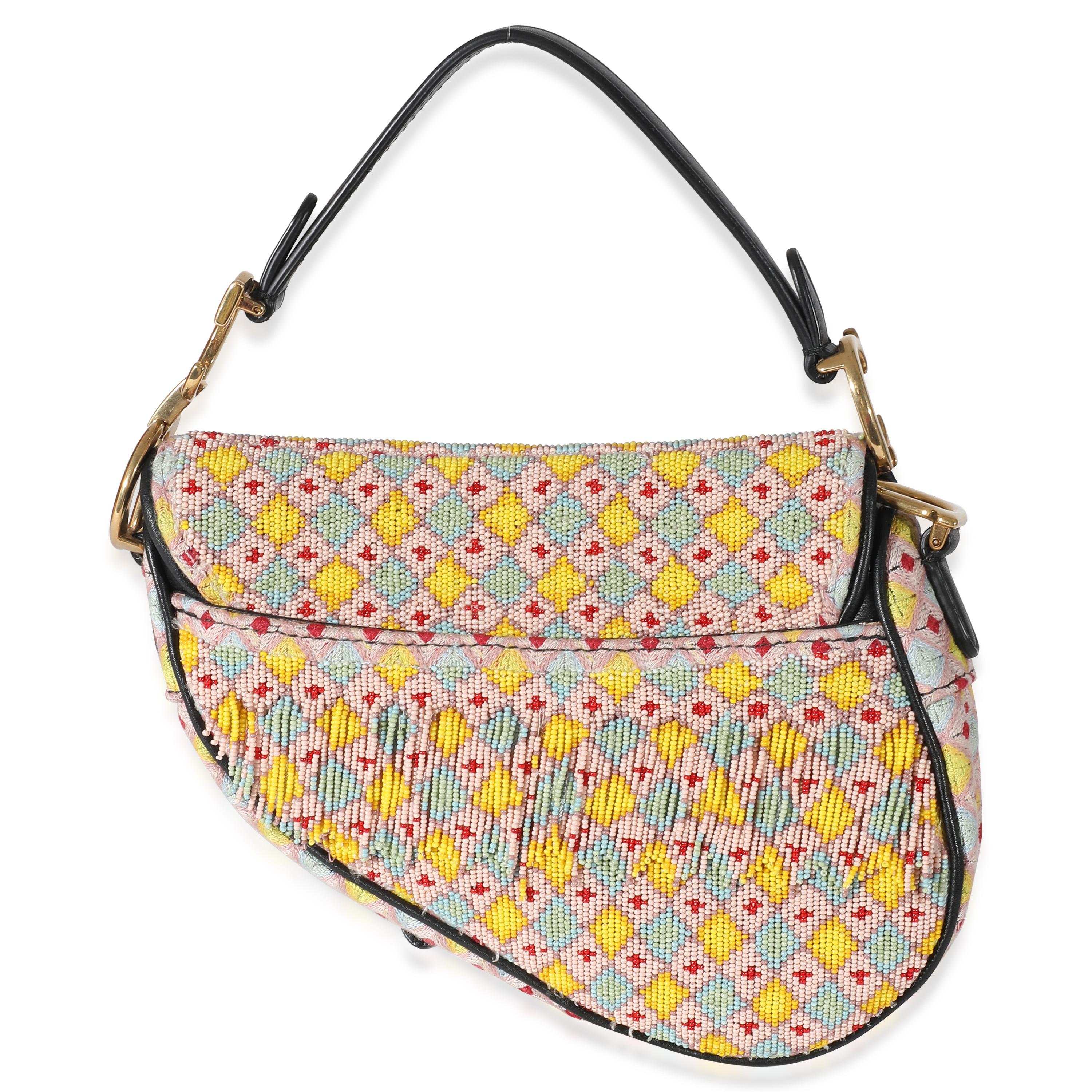 Christian Dior Multicolor Beaded Tassel Micro Saddle Bag For Sale 1