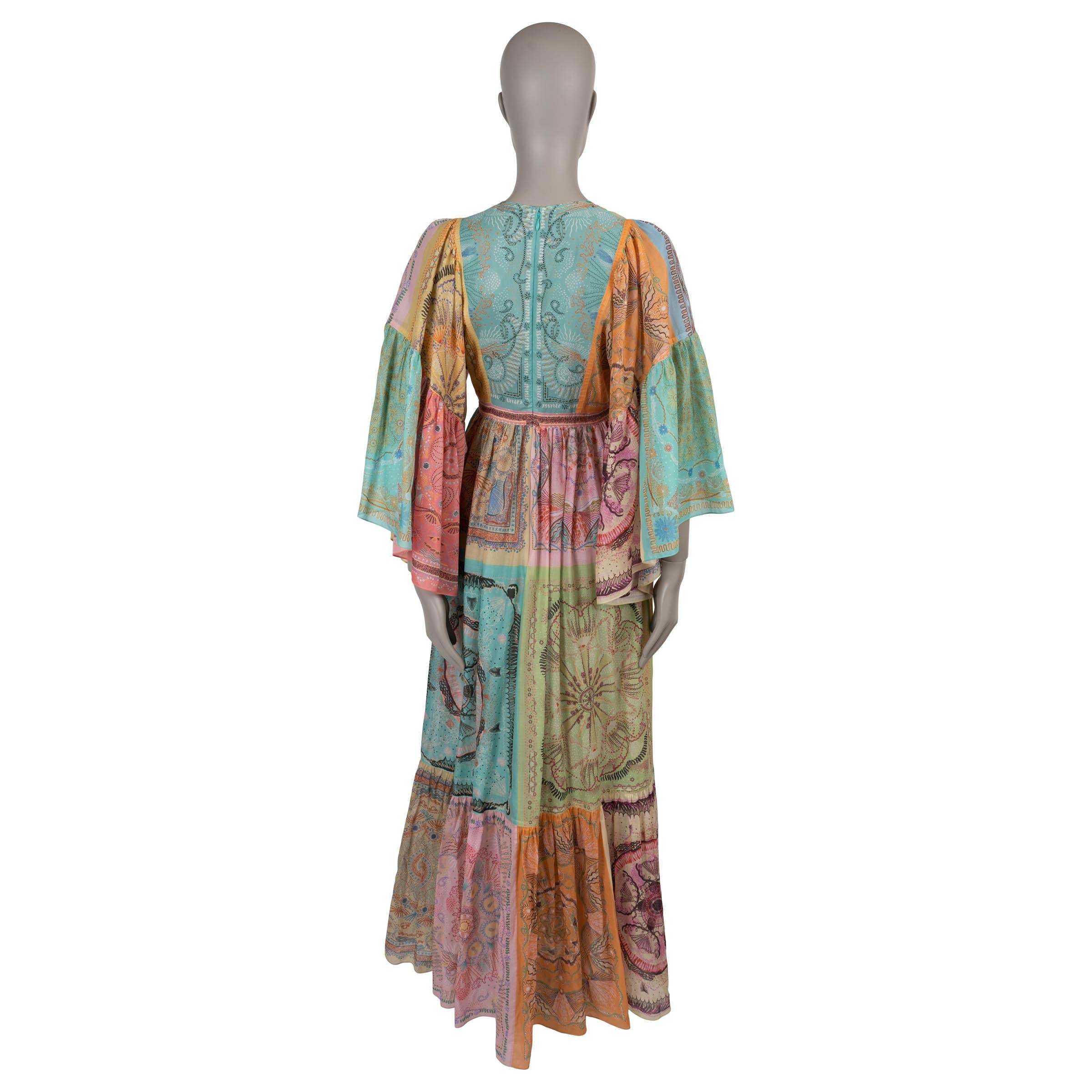 Gray CHRISTIAN DIOR multicolor cotton 2021 PATCHWORK PAISLEY VOILE MIDI Dress S For Sale