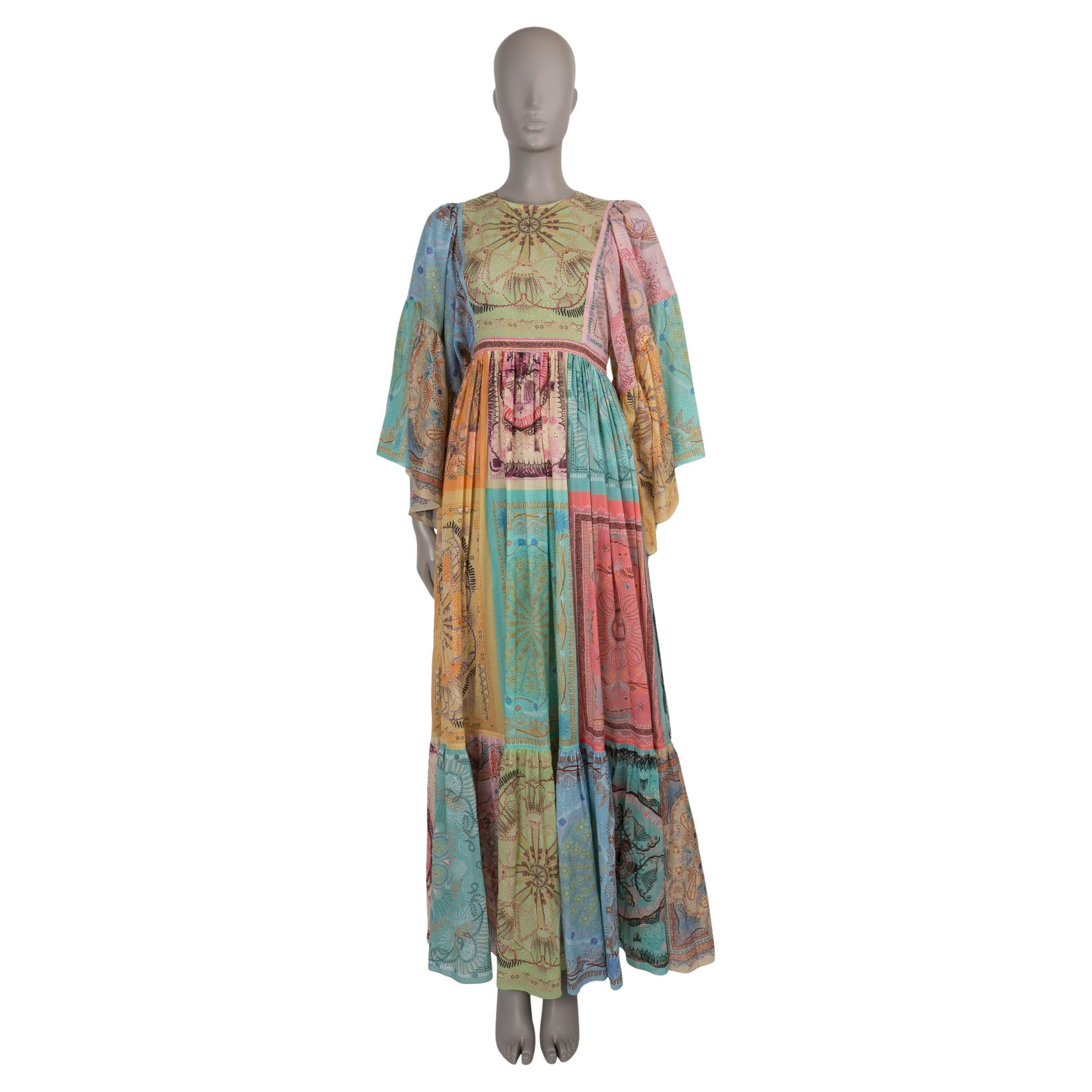 CHRISTIAN DIOR multicolor cotton 2021 PATCHWORK PAISLEY VOILE MIDI Dress S For Sale