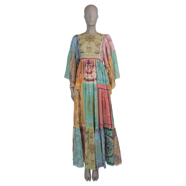 CHRISTIAN DIOR multicolor cotton 2021 PATCHWORK PAISLEY VOILE MIDI Dress S  For Sale at 1stDibs
