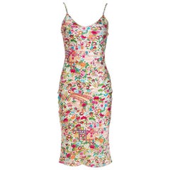 Christian Dior Multicolor Floral Print Silk Slip Dress S