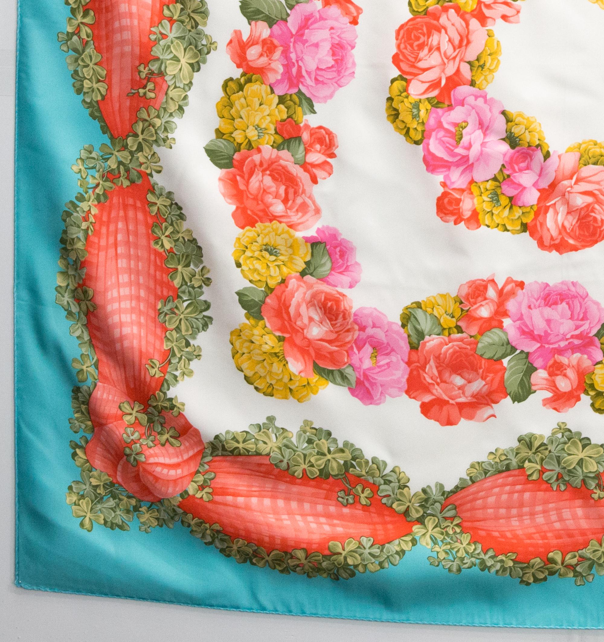 Women's or Men's Christian Dior Multicolor Floral Silk Scarf For Sale