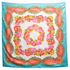 Christian Dior Multicolor Floral Silk Scarf