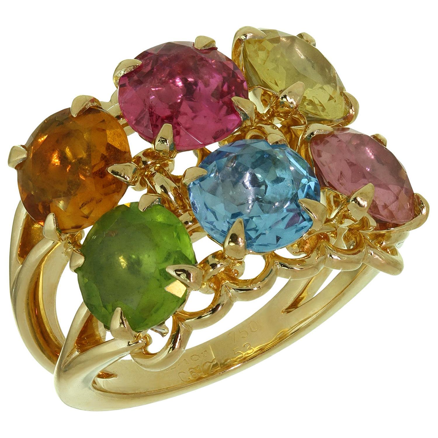 Christian Dior Diorette Multicolor Enamel Gold Ring at 1stDibs
