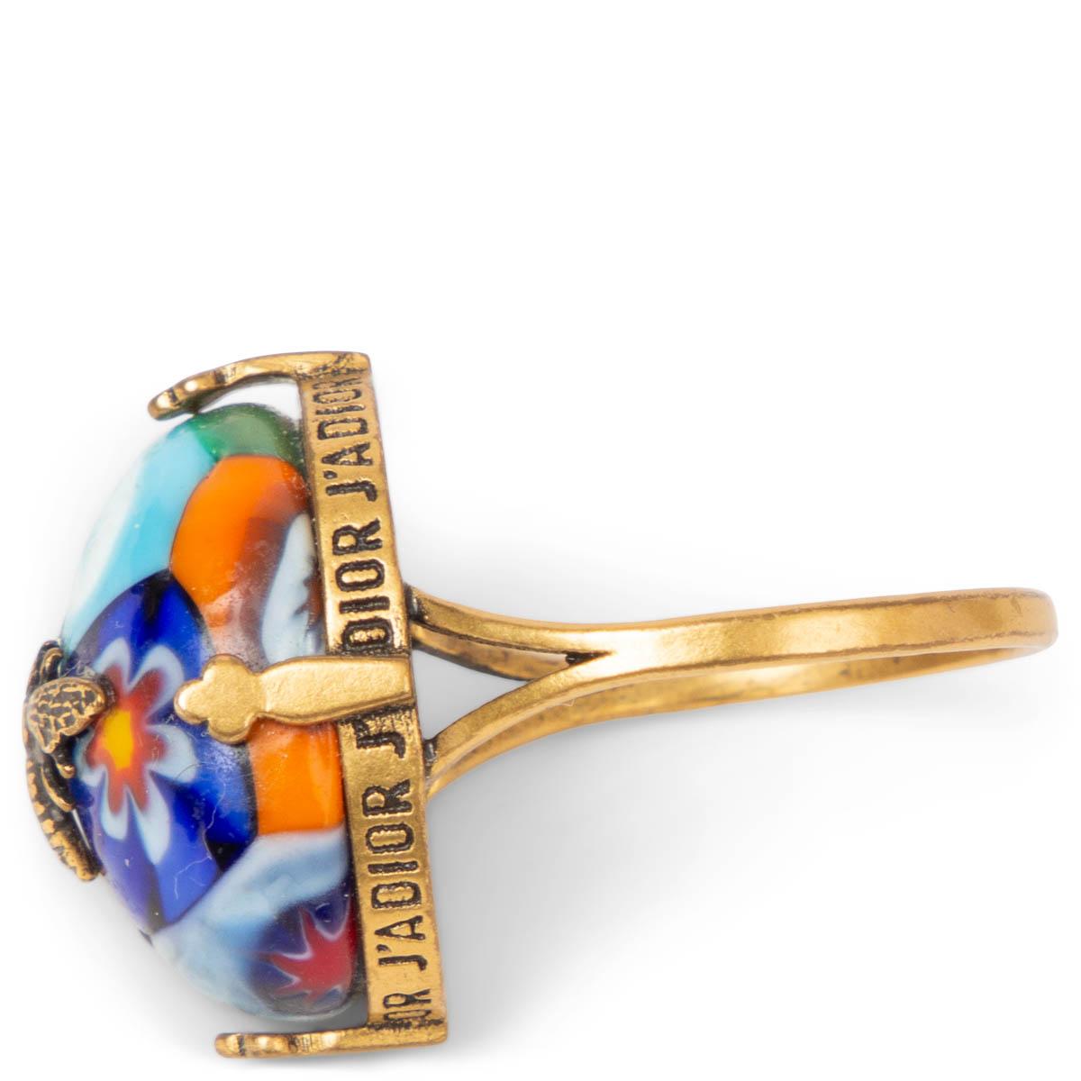 100% authentic Christian Dior D-Murrine ring in multicolored Millefiori Murano glass with aged gold-tone metal bee. Inspired by Nikki de Saint Phalle. Has been worn and is in excellent condition.

Measurements
Width	2cm (0.8in)

All our listings