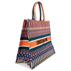CHRISTIAN DIOR multicolor Mexican canvas LARGE BOOK TOTE Bag