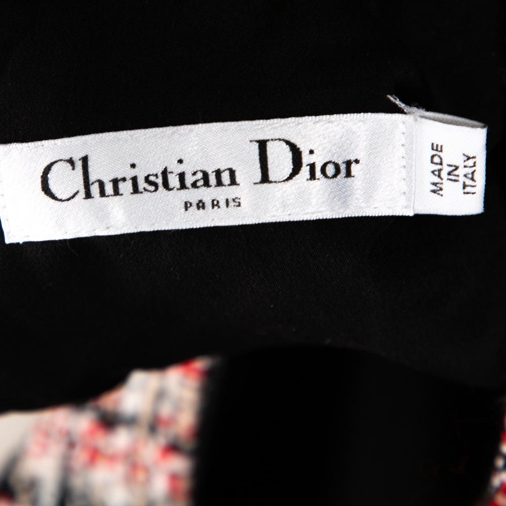 Christian Dior Multicolor Tweed Sheath Dress L In Good Condition In Dubai, Al Qouz 2