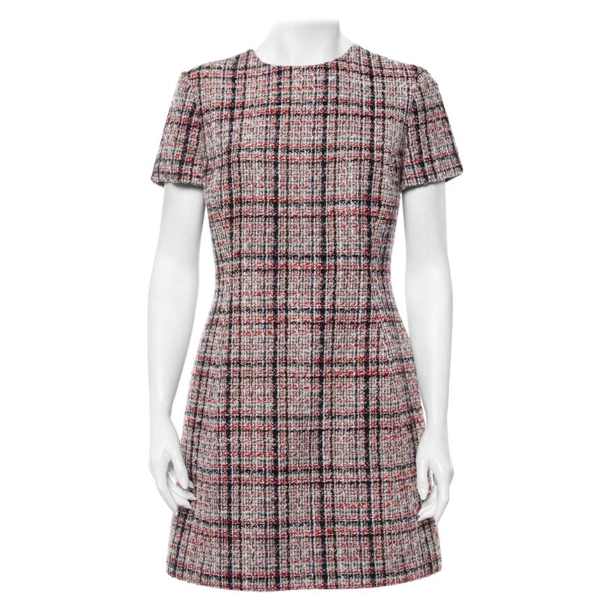 Christian Dior Multicolor Tweed Sheath Dress L