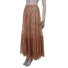 CHRISTIAN DIOR multicolored cotton 2021 PLAID TULLE MIDI Skirt 36 XS