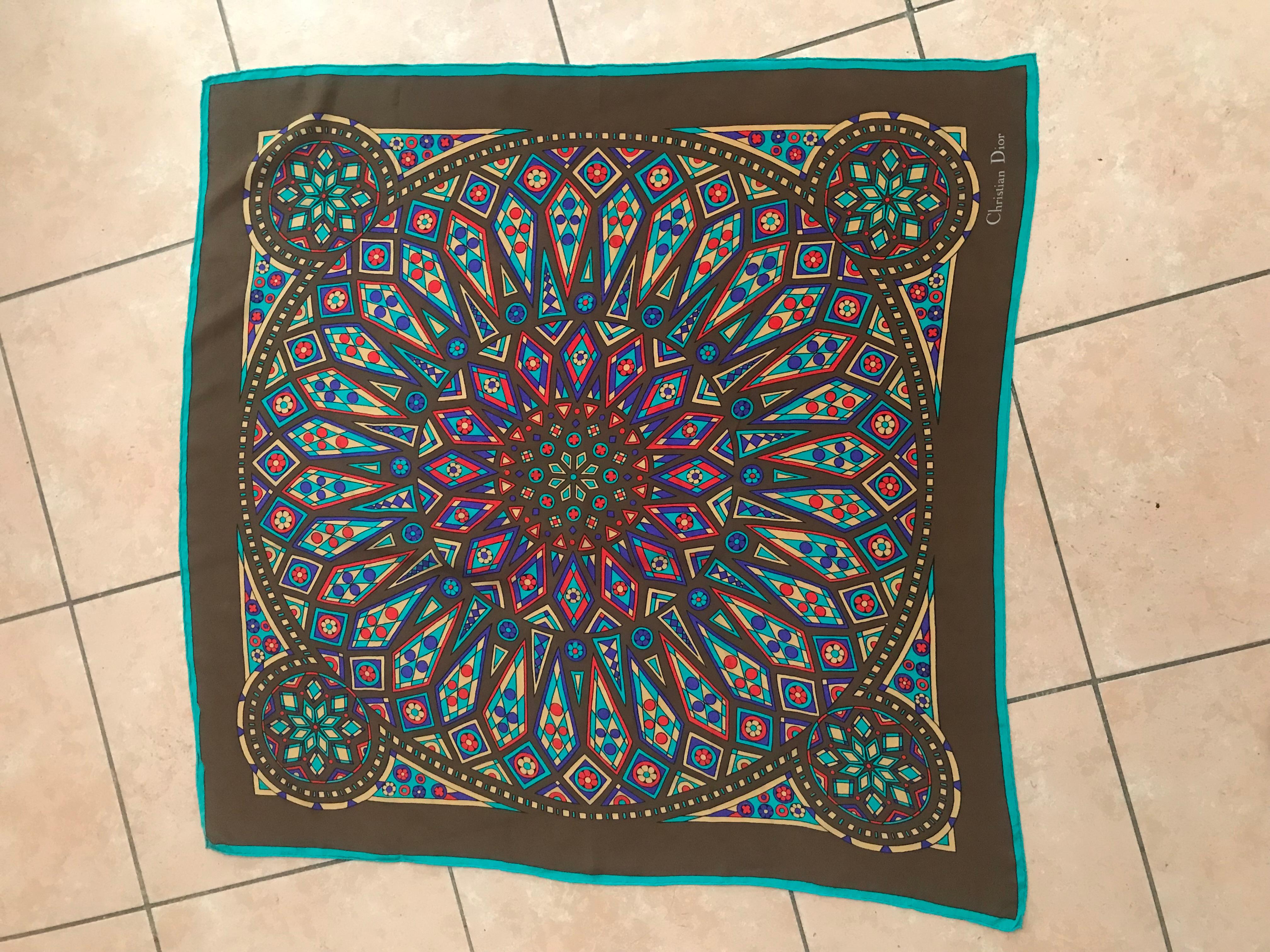 CHRISTIAN DIOR Multicolored silk scarf Negro en venta
